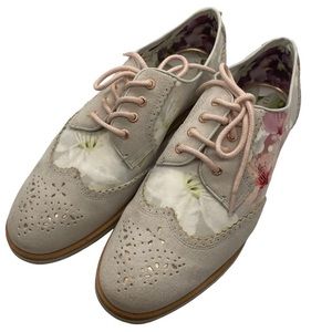 Ted Baker Alelea Floral Oxford Loafers Pink Suede Eur Size 37 US Size 6